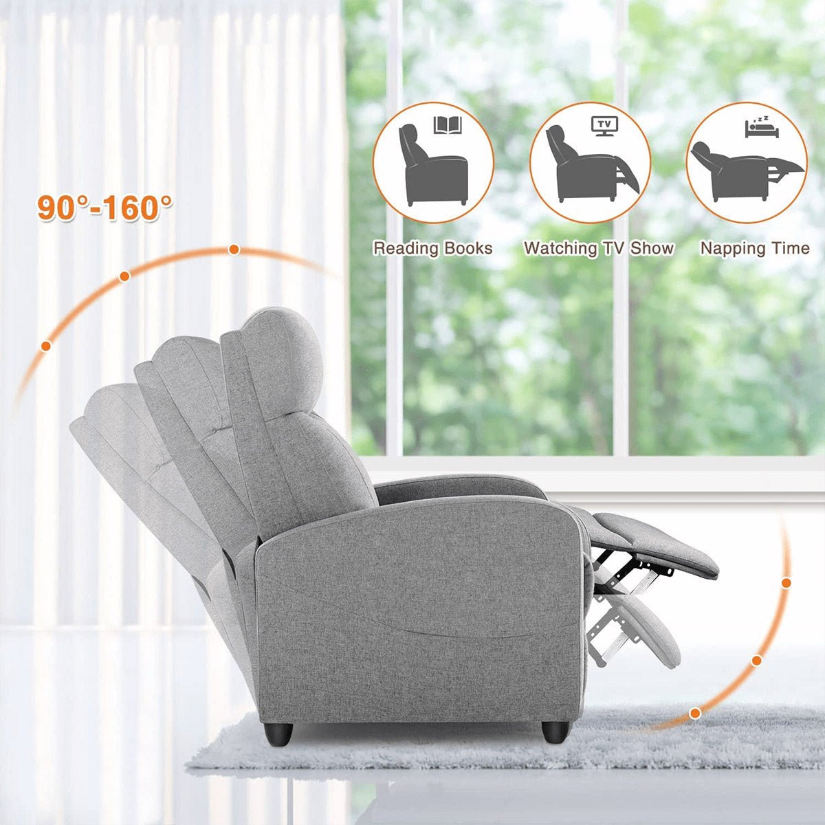 Manual Massage Heating Recliner Chair Winback Single Sofa - Flyachilles
