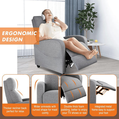 Manual Massage Heating Recliner Chair Winback Single Sofa - Flyachilles