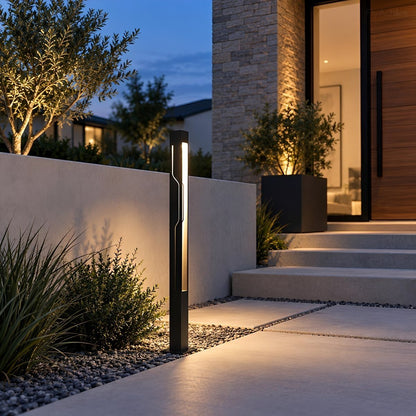 Mecha Modern Ash Black Rectangle LED Column Outdoor Pole Street Light - Flyachilles