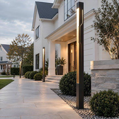 Mecha Modern Ash Black Rectangle LED Column Outdoor Pole Street Light - Flyachilles