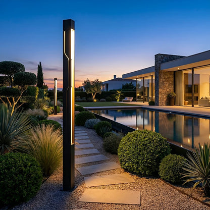 Mecha Modern Ash Black Rectangle LED Column Outdoor Pole Street Light - Flyachilles