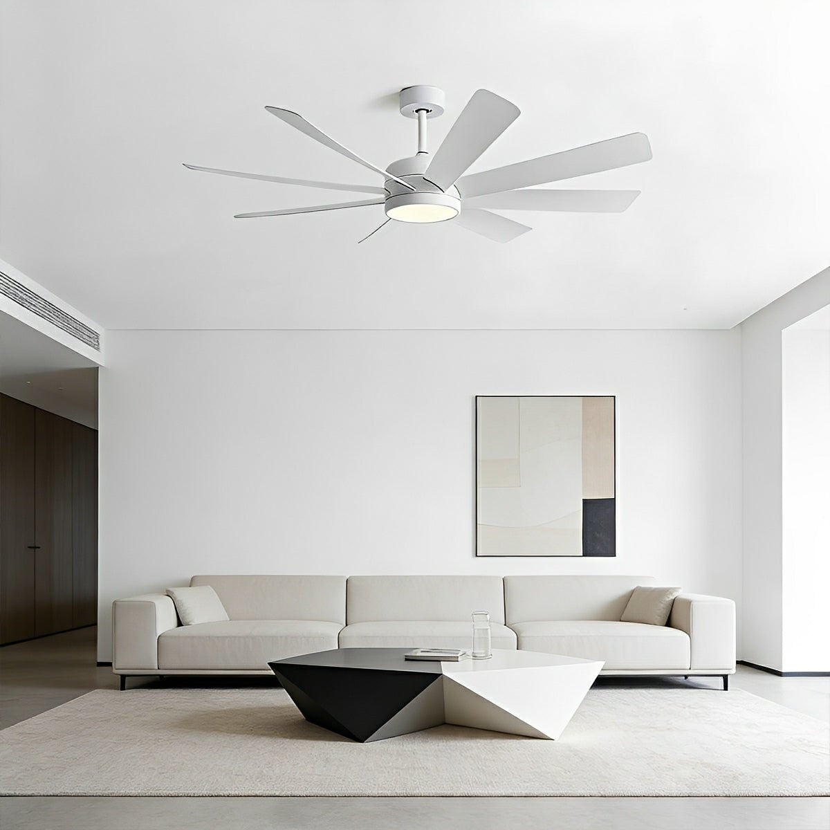 Mid - Century 8 - Blade Scandinavian Minimalist Ceiling Fan with LED Light - Flyachilles