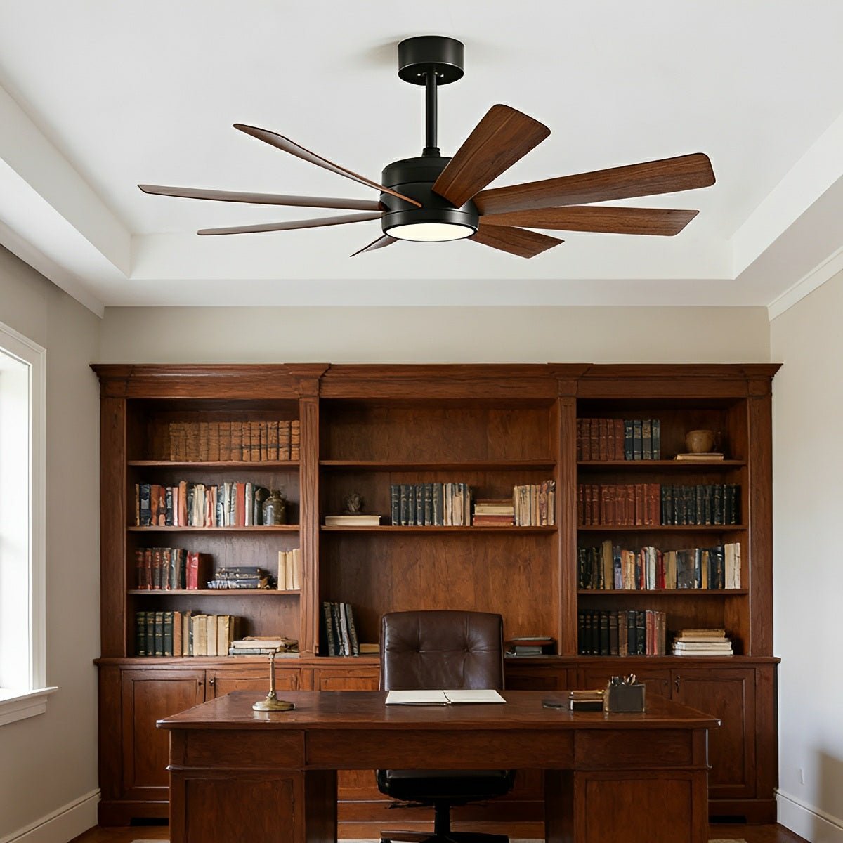Mid - Century 8 - Blade Scandinavian Minimalist Ceiling Fan with LED Light - Flyachilles