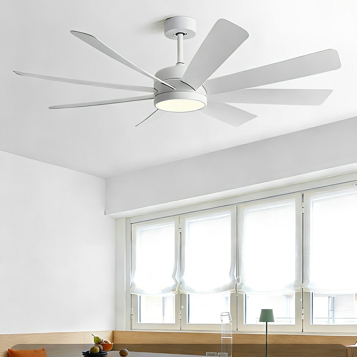 Mid - Century 8 - Blade Scandinavian Minimalist Ceiling Fan with LED Light - Flyachilles