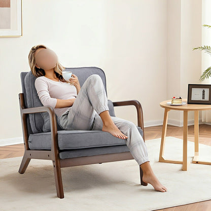 Mid Century Modern Accent Chair with Arms – Solid Wood - Flyachilles