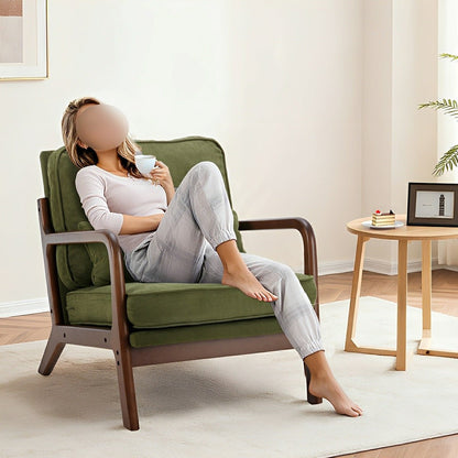 Mid Century Modern Accent Chair with Arms – Solid Wood - Flyachilles