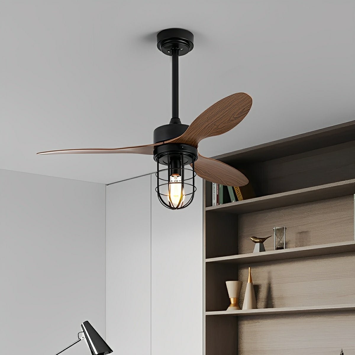 Mid - Century Modern DC Motor Reverse Ceiling Fan - with Lanterns Light - Flyachilles