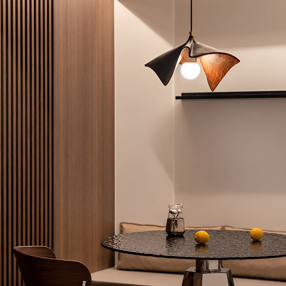 Mid-Century Modern Sculptural Wood Grain Pendant Light - Flyachilles