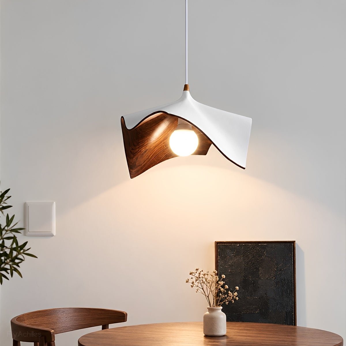 Mid-Century Modern Sculptural Wood Grain Pendant Light - Flyachilles