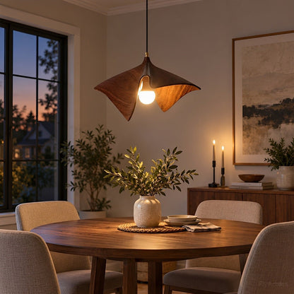 Mid-Century Modern Sculptural Wood Grain Pendant Light - Flyachilles