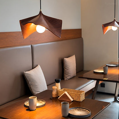 Mid-Century Modern Sculptural Wood Grain Pendant Light - Flyachilles
