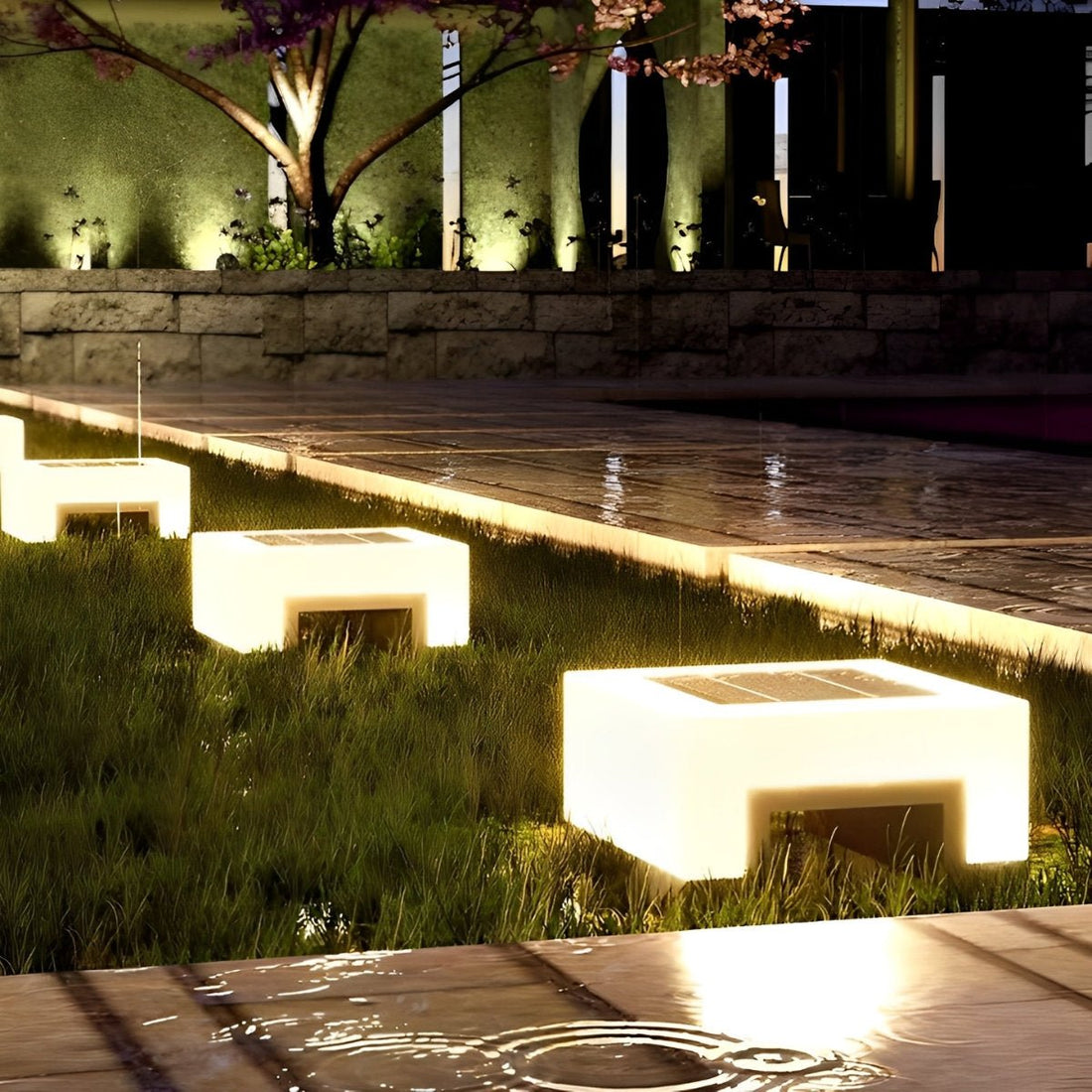 Minimalist Square Waterproof LED Black Modern Solar Post Caps Lights - Flyachilles