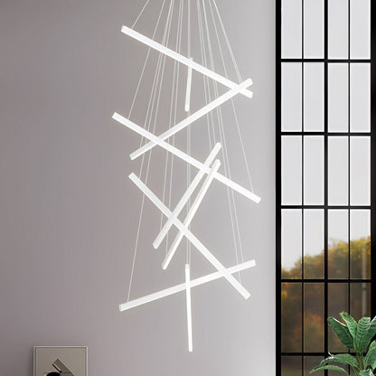 Minimalist Strip Stepless Dimming LED White Modern Chandelier - Flyachilles