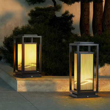 Minimalist Striped LED Black Modern Solar Post Cap Light - Flyachilles