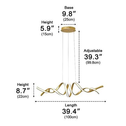Minimalist Wave Strip Twisted Creative Stepless Dimming LED Chandelier Light Pendant Lamp - Flyachilles