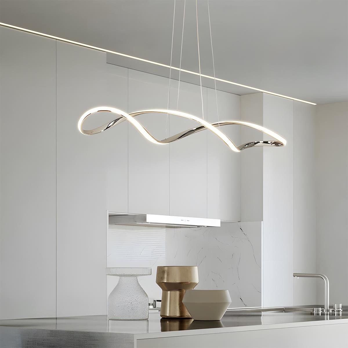 Minimalist Waves Stepless Dimming LED Electroplating Modern Chandelier - Flyachilles