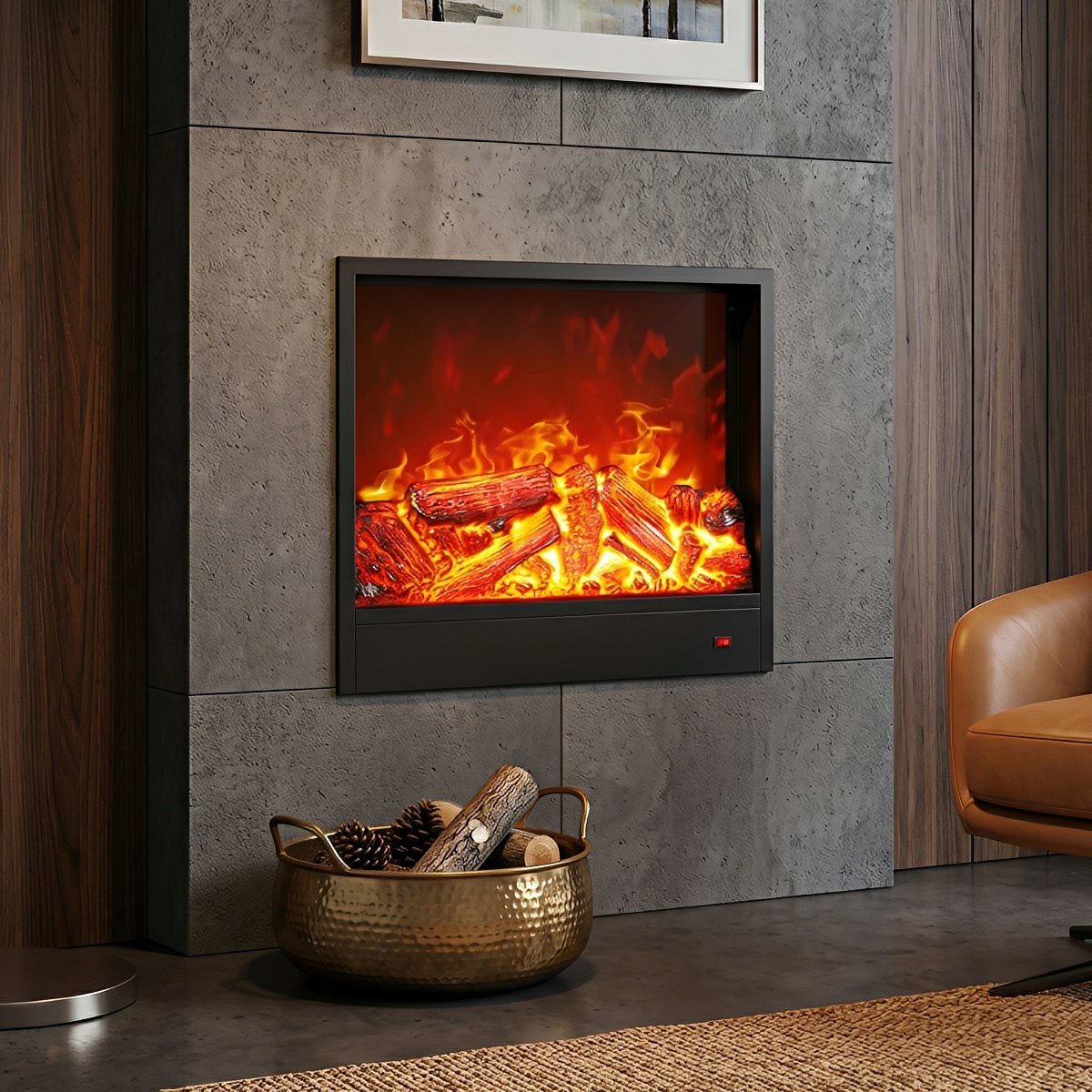 Modern 3D Simulated LED Flame Electric Fireplace Wall Heater - Flyachilles