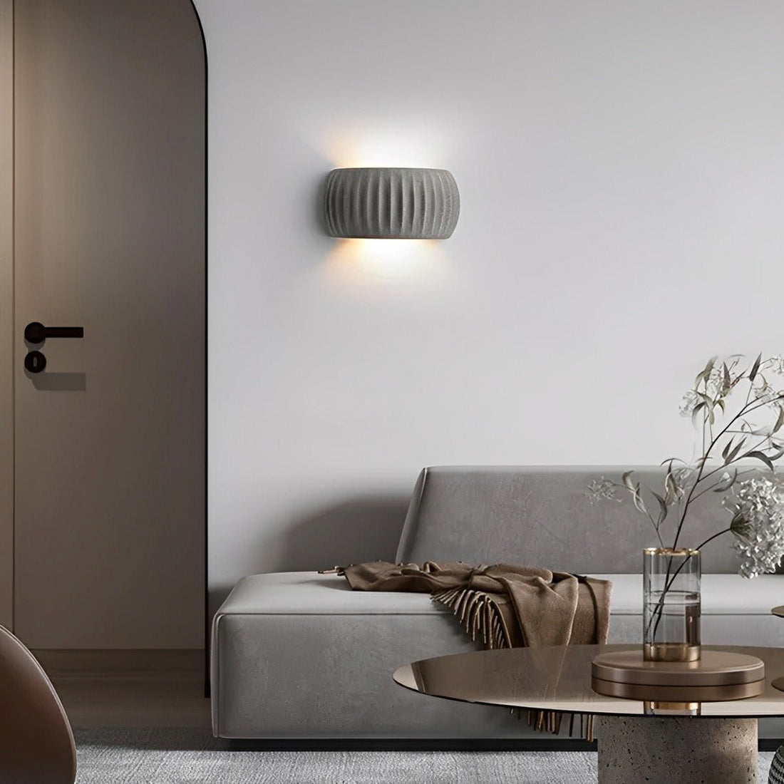 Modern Arc Cement Carve Up and Down LED Wall Sconces - Flyachilles