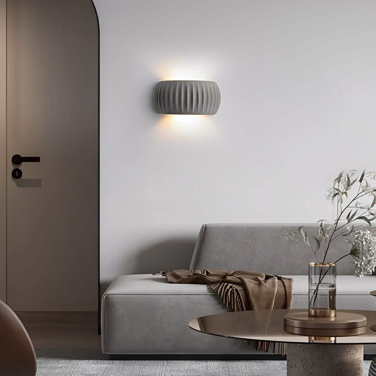 Modern Arc Cement Carve Up and Down LED Wall Sconces - Flyachilles