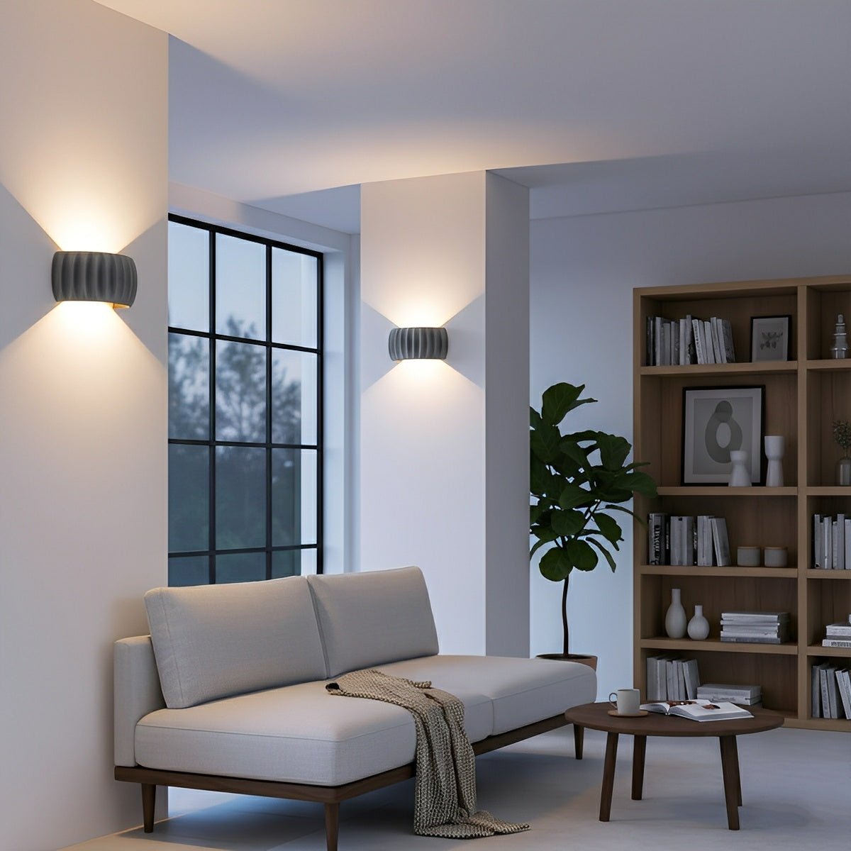 Modern Arc Concrete Carve Up and Down LED Wall Sconces - Flyachilles