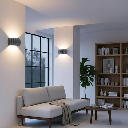 Modern Arc Concrete Carve Up and Down LED Wall Sconces - Flyachilles