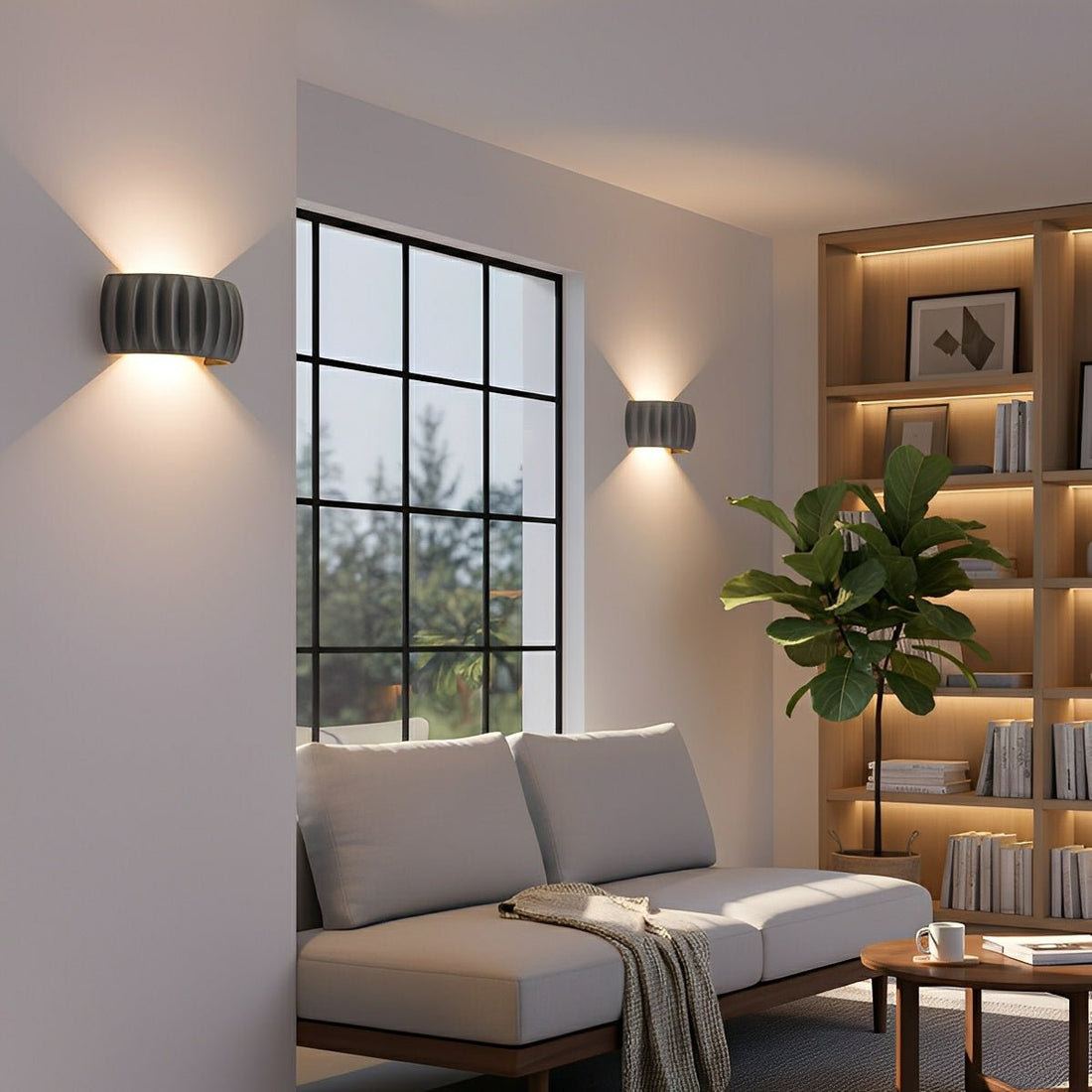 Modern Arc Concrete Carve Up and Down LED Wall Sconces - Flyachilles