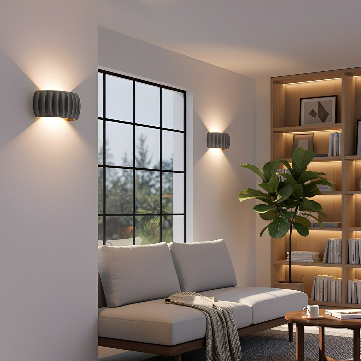 Modern Arc Concrete Carve Up and Down LED Wall Sconces - Flyachilles