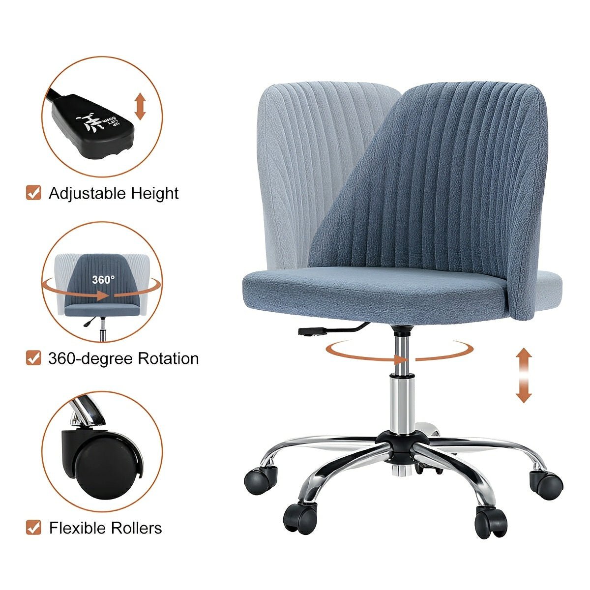 Modern Armless Office Chair with Wheels - Flyachilles