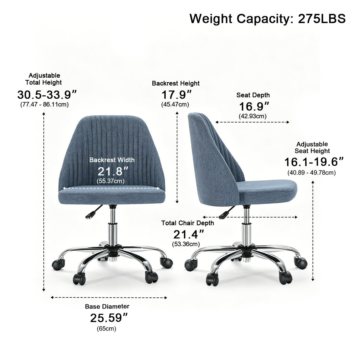 Modern Armless Office Chair with Wheels - Flyachilles