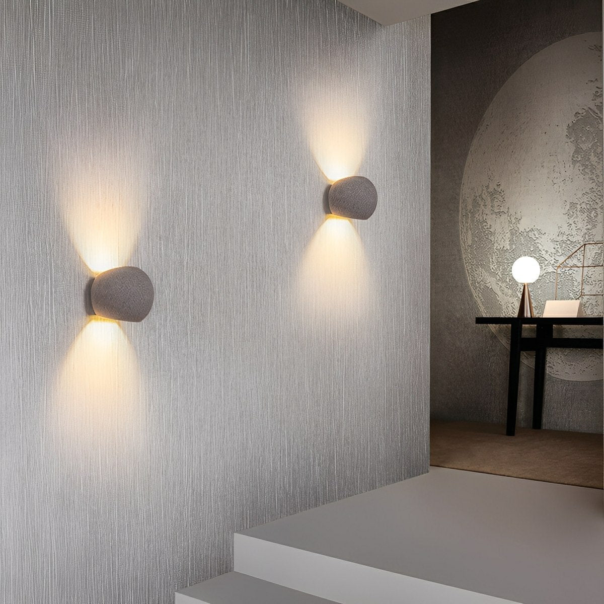 Modern Cement Egg - Shaped Up and Down LED Wall Sconces - Flyachilles