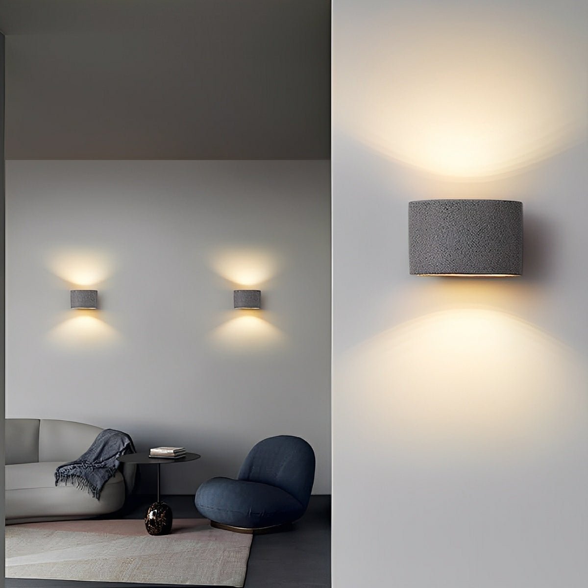 Modern Cement Oval Up and Down LED Wall Sconces - Flyachilles