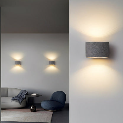 Modern Cement Oval Up and Down LED Wall Sconces - Flyachilles
