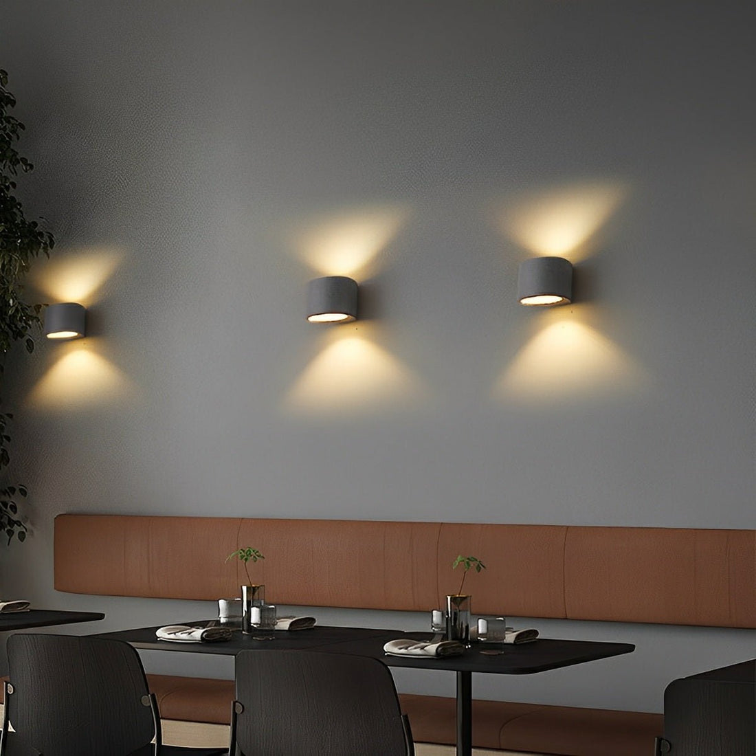 Modern Cement Oval Up and Down LED Wall Sconces - Flyachilles