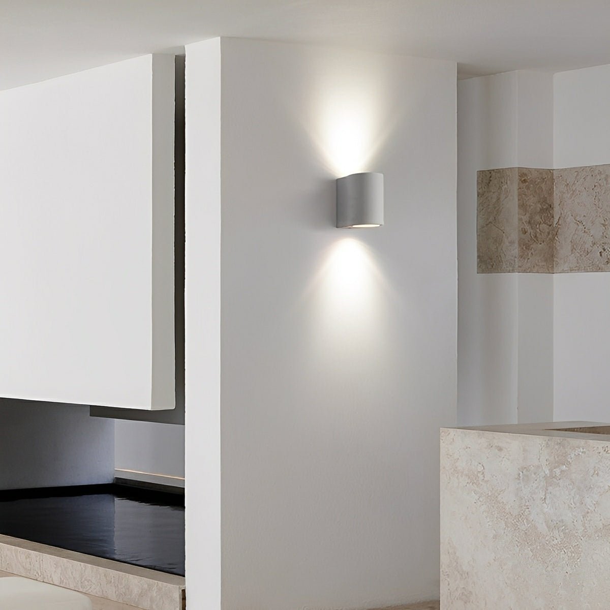 Modern Cement Oval Up and Down LED Wall Sconces - Flyachilles