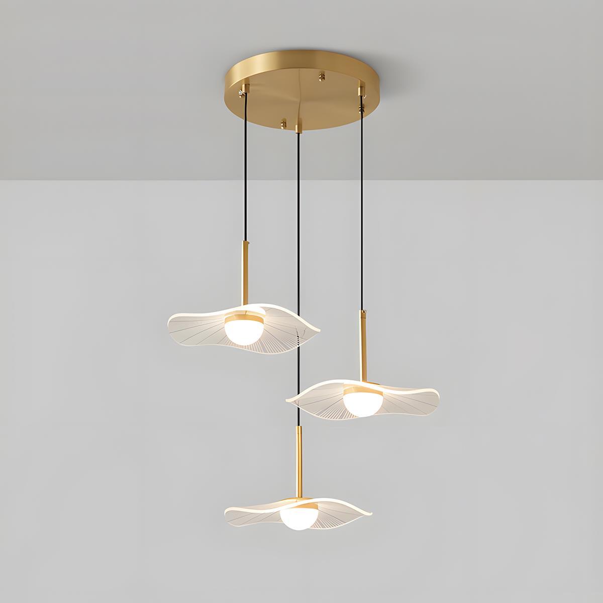 Modern Copper Lotus Leaf Bar LED Pendant Lights - Flyachilles