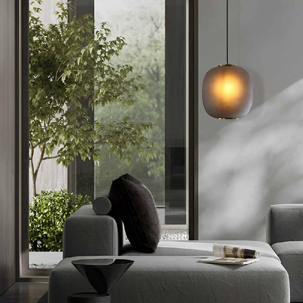 Modern Cream Style Glass Lantern LED Indoor Pendant Lights - Flyachilles