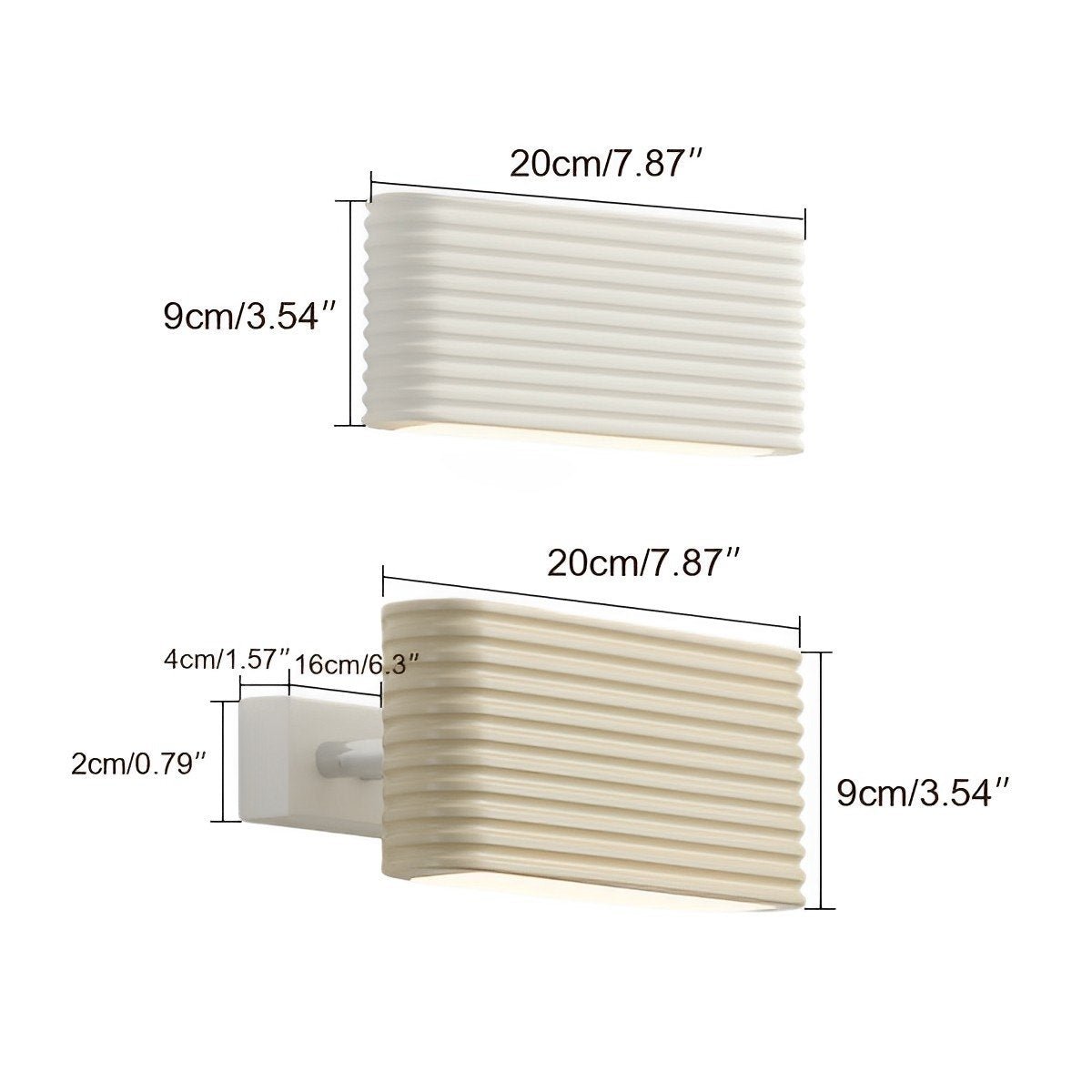 Modern Cream Style Solid Rectangular LED Indoor Wall Sconce - Flyachilles