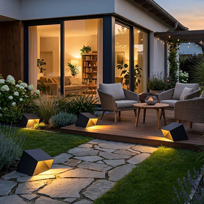 Modern Cube Garden LED Outdoor Post Light - Flyachilles