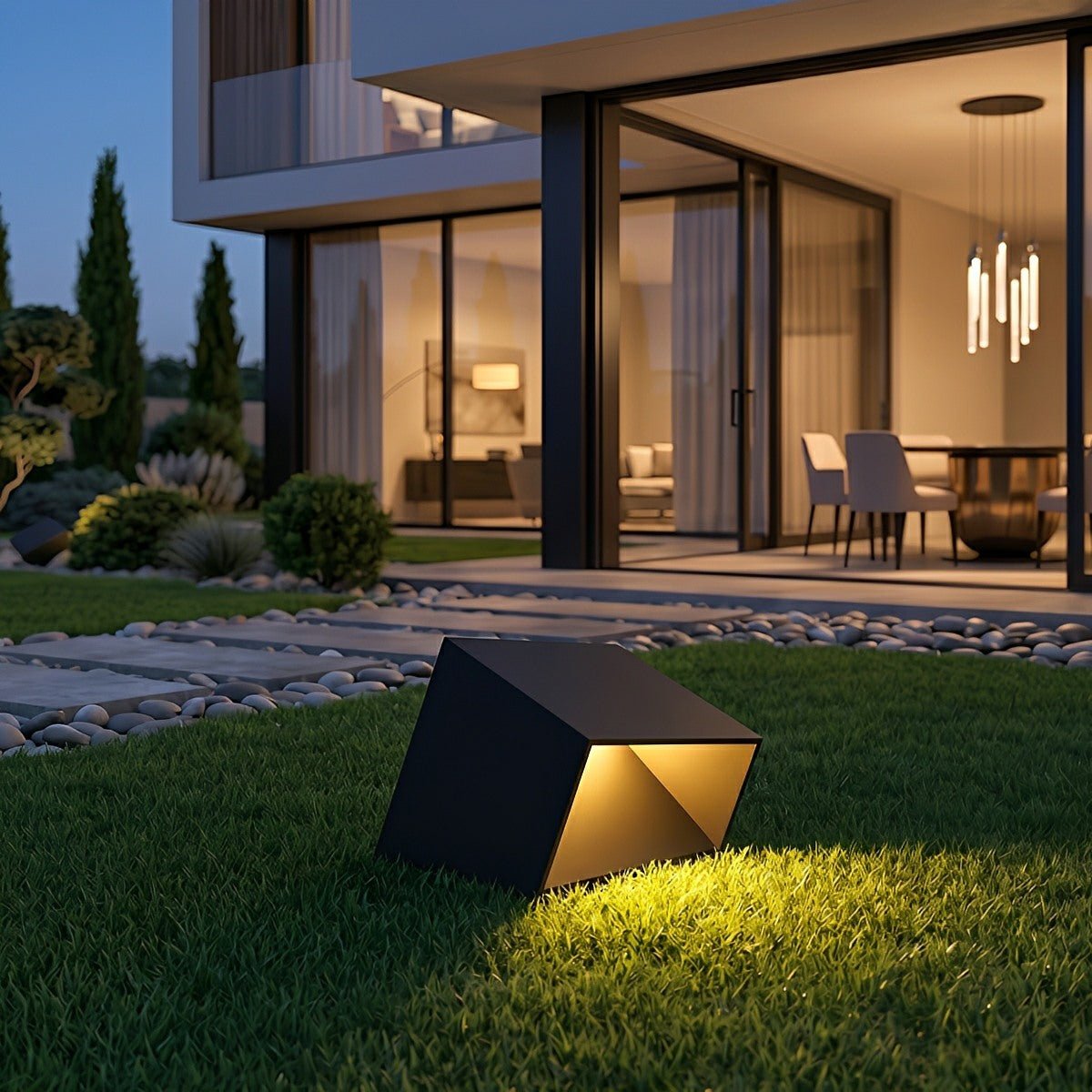 Modern Cube Garden LED Outdoor Post Light - Flyachilles