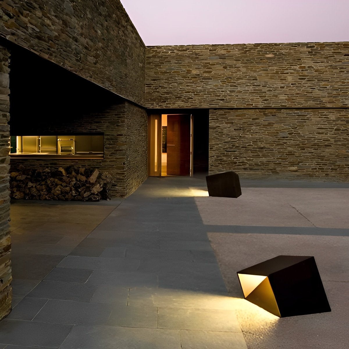 Modern Cube Garden Solar Outdoor Light Post Lantern - Flyachilles
