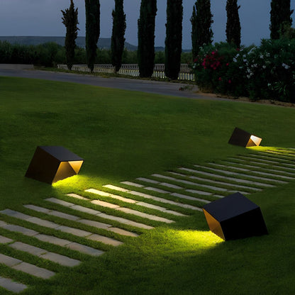 Modern Cube Garden Solar Outdoor Light Post Lantern - Flyachilles