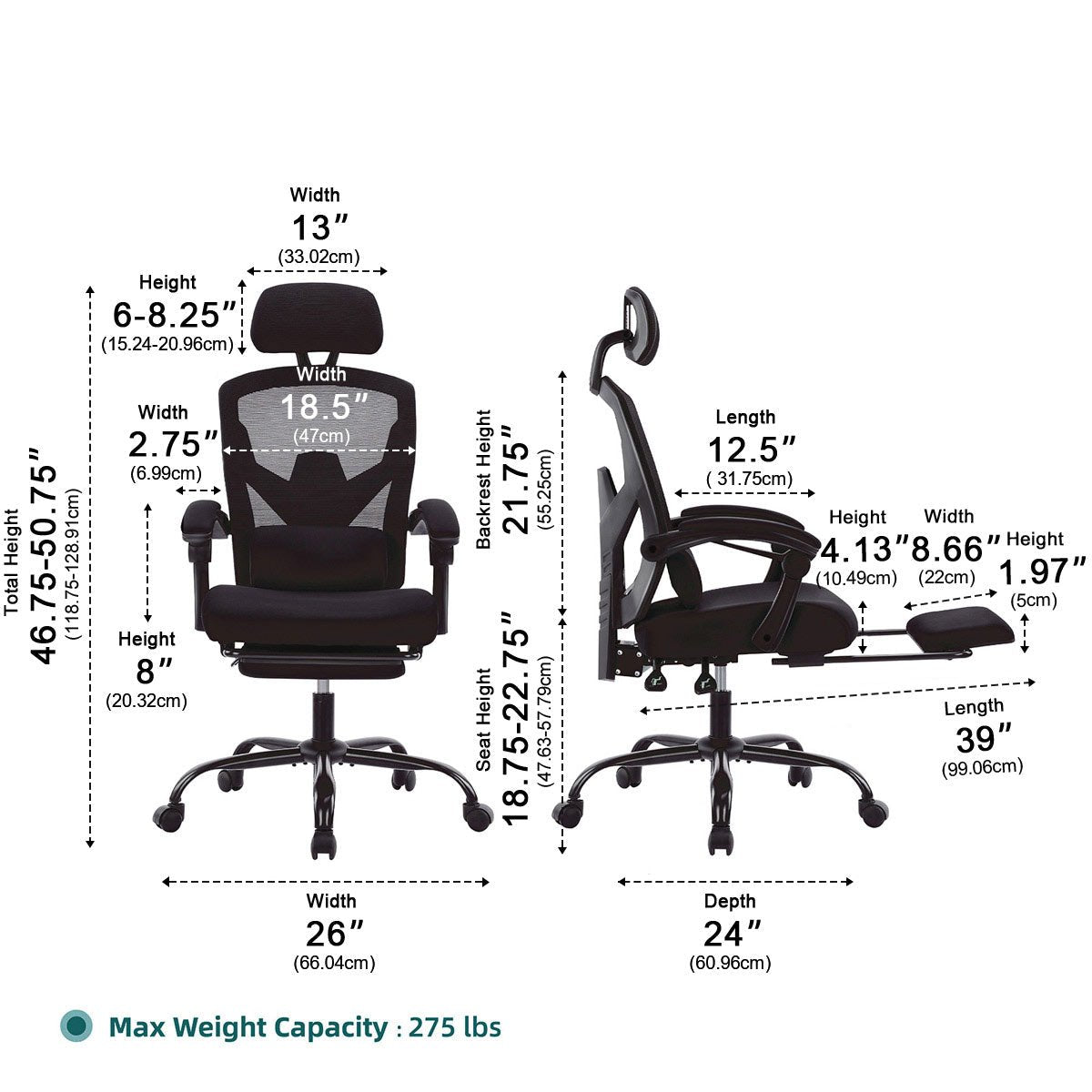 Modern Ergonomic Swivel Office Chair with Footrest &amp; Lumbar Support - Flyachilles