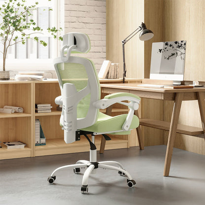 Modern Ergonomic Swivel Office Chair with Footrest &amp; Lumbar Support - Flyachilles