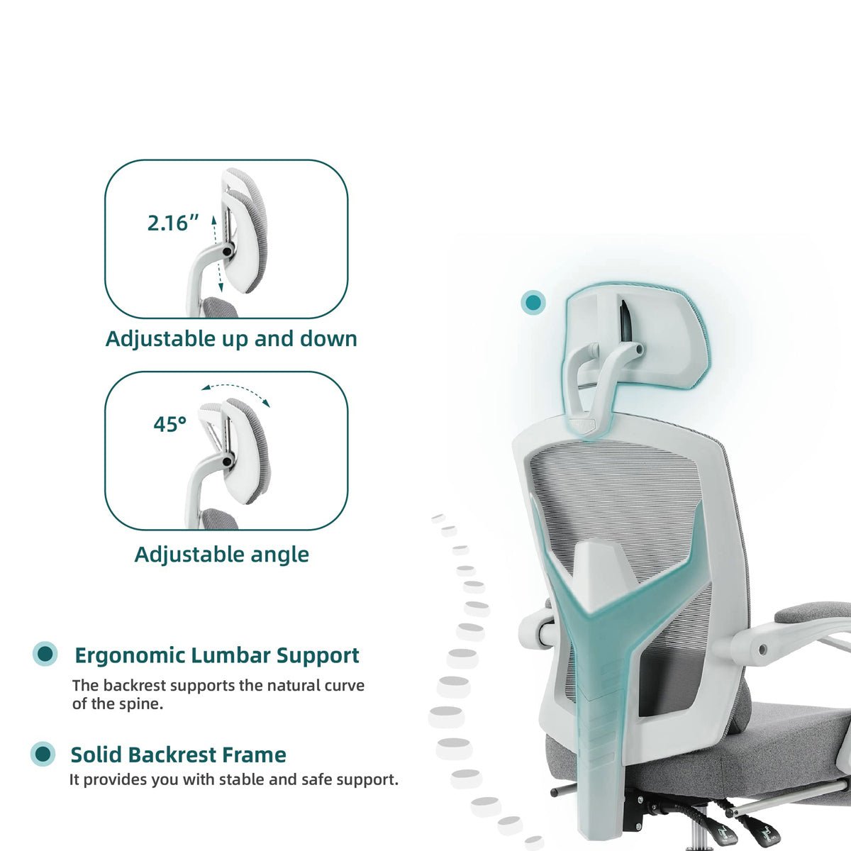 Modern Ergonomic Swivel Office Chair with Footrest &amp; Lumbar Support - Flyachilles