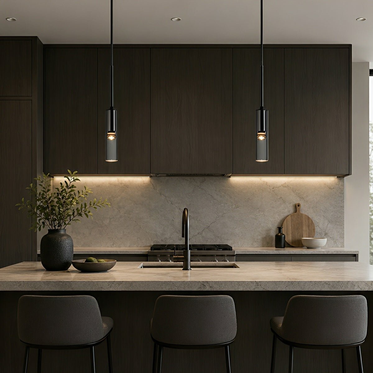 Modern Gray Cylindrical Crystal LED Pendant Light - Flyachilles