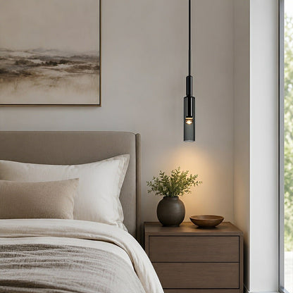 Modern Gray Cylindrical Crystal LED Pendant Light - Flyachilles