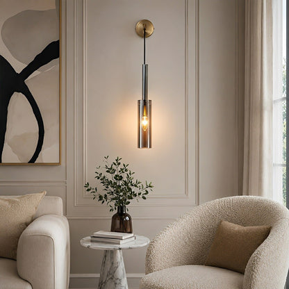 Modern Gray Cylindrical Crystal Wall Sconce - Flyachilles