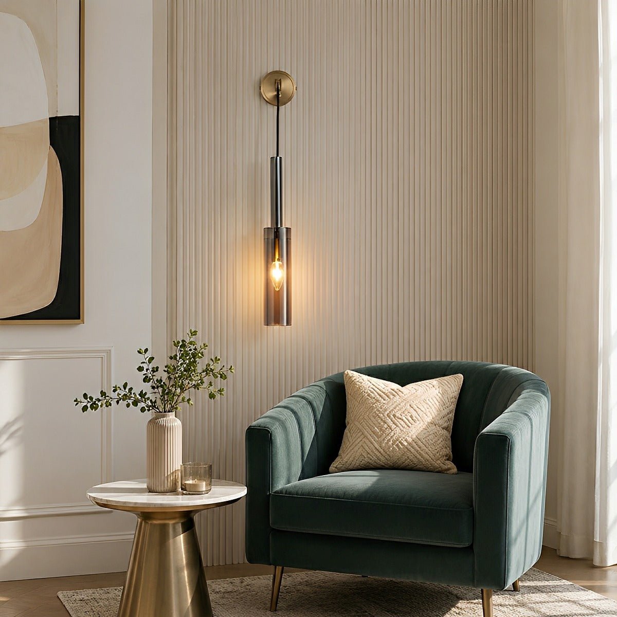 Modern Gray Cylindrical Crystal Wall Sconce - Flyachilles
