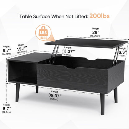 Modern Lift Tabletop Coffee Tables with Storage Shelf and Hidden Compartment - Flyachilles