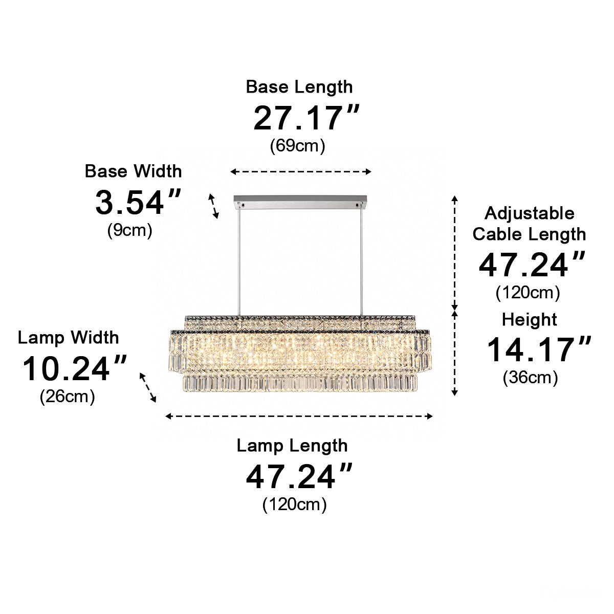 Modern Luxury Linear Tiered Crystal LED Chandelier - Flyachilles